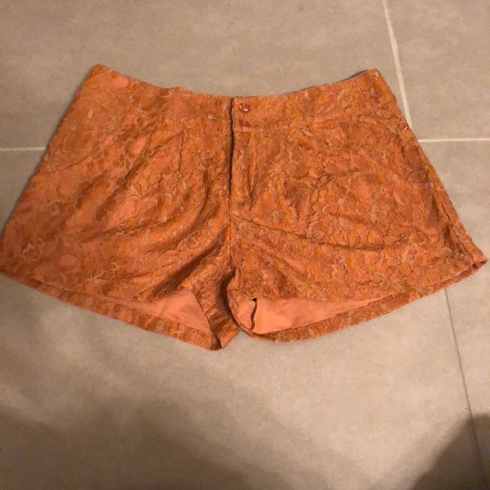 Burnt orange lace shorts